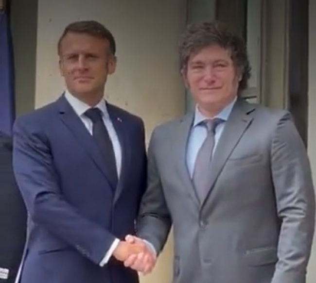 Javier Milei se reunió con el presidente francés, Emmanuel Macron