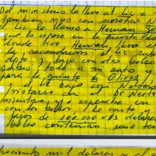 Ordenan nueva pericia caligráfica sobre Bacigalupo, en cuadernos adulterados