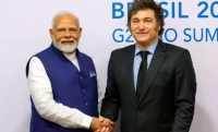 Javier Milei recibe al primer ministro de India, Narendra Modi