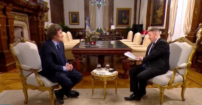 Filtran video sin editar de la entrevista a Javier Milei con preguntas guionadas a Viale