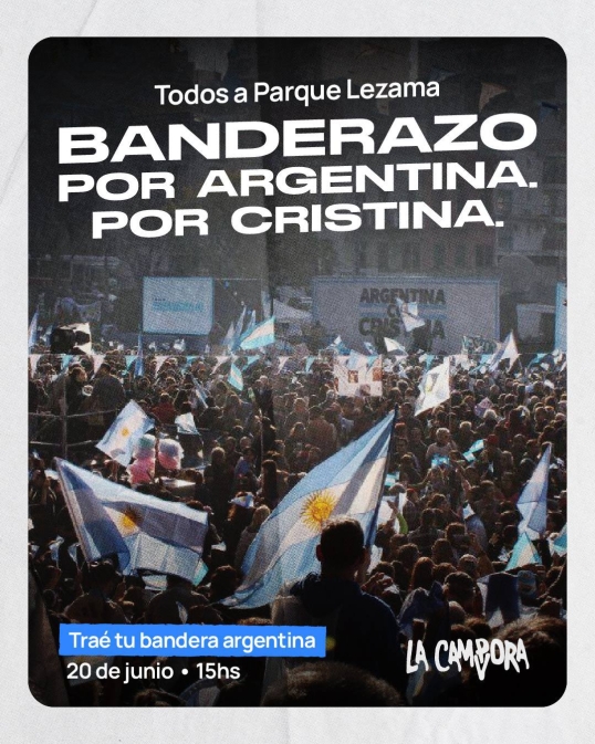 Este sábado se realiza el “Banderazo por Argentina, por Cristina”