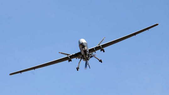 Dron MQ-9 Reaper estadounidense se acerca peligrosamente a un caza Su-35 ruso