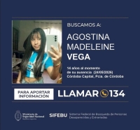 Alerta Sofía: Buscan a la adolescente Agostina Vega, en Córdoba